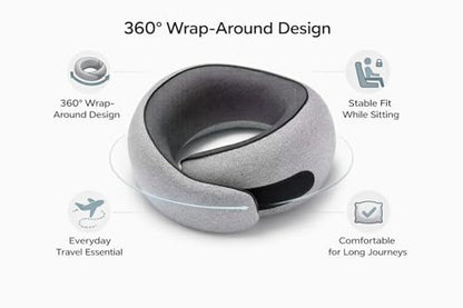 Neck Pillow, Memory Foam Travel Neck Pillow, All-Around Comfort & Reliable Support for Night Flights, Plane, Car and Home, Thoughtful Travel Gift