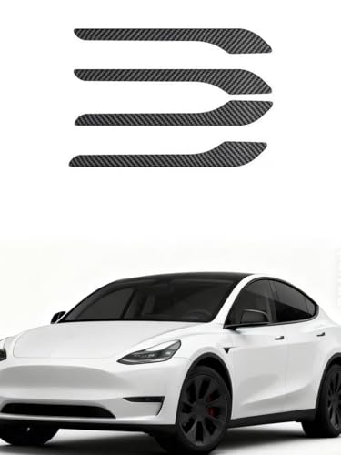 Door Handle Cover Protector Set, Real Matte Carbon Fiber Trim, Matte Finish, Compatible with Tesla Model Y & Model 3 2017-2025, (4 Pieces) - color: matte black 4pcs