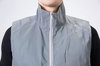 LZLRUN Reflective Vest Jacket Casual Hiphop Windbreaker Night Sporting Coat Hooded Fluorescent Clothing - size: 3X-Large
