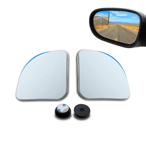2 PCS Car Blind Spot Mirrors, HD Fan Shaped Glass Frameless Convex Rear View Mirrors, Stick on Adjustable Wide Angle Reverse Assist Mirror, Universal for Car SUV and Truck (Transparent)