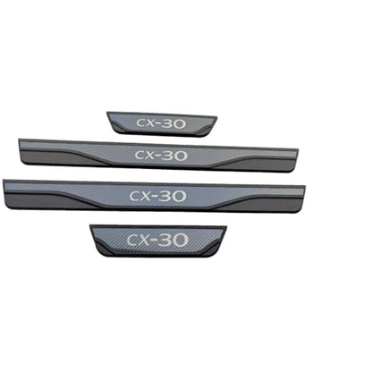 Car Door sill Scuff Protector for Mazda CX-30 CX30 2020-2024 Accessories, Parts Door Sill Cover Scuff Plate Strip Guard Protection（Carbon Fiber Texture）