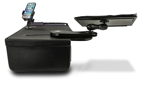 AutoExec Reach Car Desk for Your Vehicle Workstation and Mobile Office, Front Seat, Black with Phone Mount - color: Black, style: Phone Mount