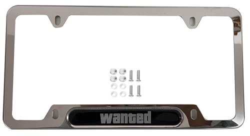 Wanted Level GTA License Plate Frame Cover Holder Stainless Steel Car Accessories Chrome 1Pc