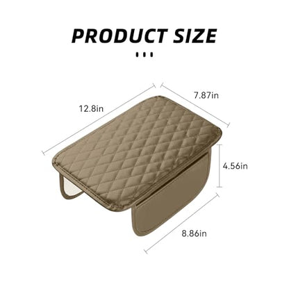 Upgraded Car Middle Center Console Cover with 2 Storage, Universal Microfiber Leather Car Armrest Cover Cushion Universal Vehicle Middle Console Cover, Most Vehicle, SUV, Truck. (Beige) - color: Beige