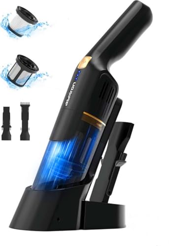 Aspiron Cordless Handheld Vacuum, 24KPA Powerful Car Vacuum, 2-Speed, 2 Charging Methods, Wireless Charger, Ergonomic Handle, Portable Rechargeable Vacuum Cleaner for Car, Home, Black Gold - color: Black Gold