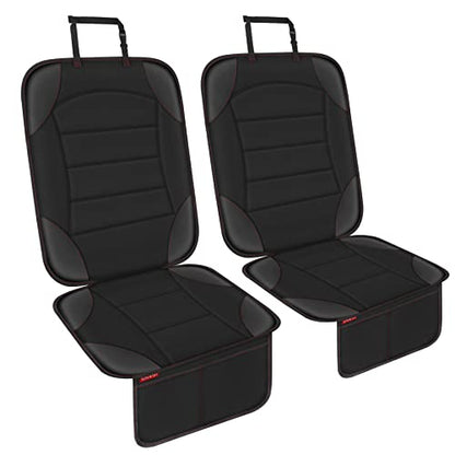 Sinvitron Car Seat Protector for Child Car Seat - Waterproof Non-Slip Leather Mat with 2 Mesh Pockets, Universal Seat Cover for Baby, Pets & Vehicles(2-Pack,Black) - color: 2 Pack Black