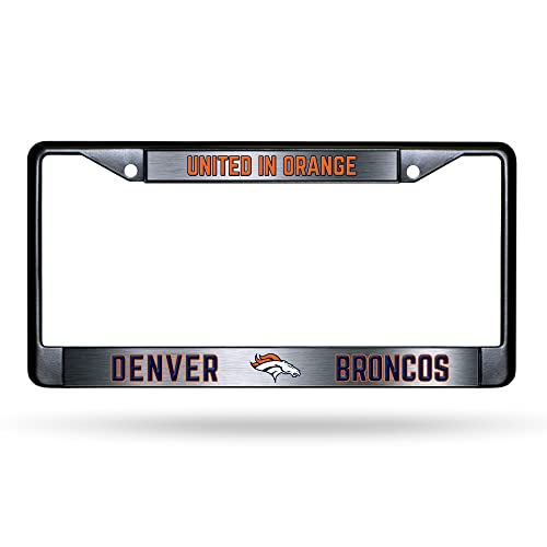 NFL Denver Broncos United in Orange Black Chrome License Plate Frame - 2-Screw Mount - color: Broncos