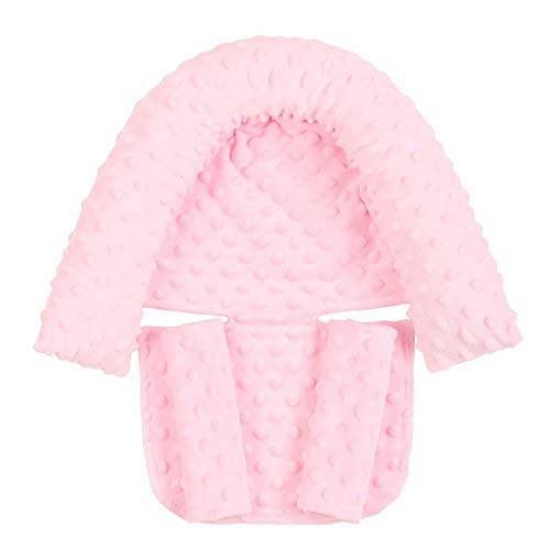 Baby Head Support and Strap Covers - Infant Head Support Pillow Super Soft Head and Neck Pillow for Car Seat Baby Headrest and Carseat Neck Cover,Light Pink - color: Pink