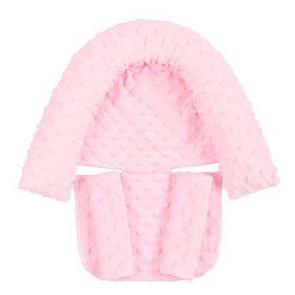 Baby Head Support and Strap Covers - Infant Head Support Pillow Super Soft Head and Neck Pillow for Car Seat Baby Headrest and Carseat Neck Cover,Light Pink - color: Pink