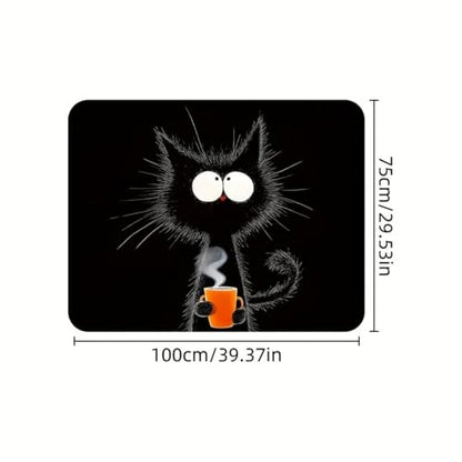 Universal Car Trunk Mat 29" x 39", Cat with Coffee Cup All Weather Trunk Protection Cargo Liner,Durable Cargo Mat Rear Trunk Liner, Stylish Vehicle Interior Accessories Suitable for Most Car Models - color: Cat with Coffee Cup