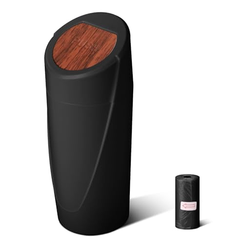 Car Trash Can Bin with Lid - Car Garbage Can Cup Holder - Mini Leakproof Vehicle Garbage Bin with 20pcs Trash Bags-Automotive Organizers and Storage for Front Back Seat Accessories(Wood Grain Lid) - color: Wood Grain Lid