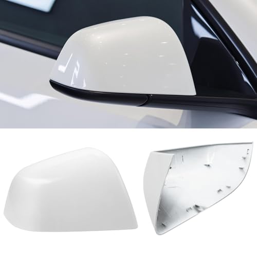 Jaronx Compatible with Tesla Model Y Side Mirror Cover Replacement 2020 2021 2022 2023 2024, Right Passenger Pearl White Door Rearview Mirror Cover Caps, for Tesla Model Y Accessories - color: White, size: Right