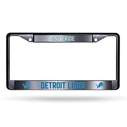 NFL Detroit Lions One Pride Black Chrome License Plate Frame - 2-Screw Mount - color: Lions