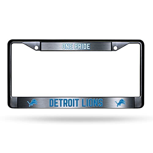 NFL Detroit Lions One Pride Black Chrome License Plate Frame - 2-Screw Mount - color: Lions