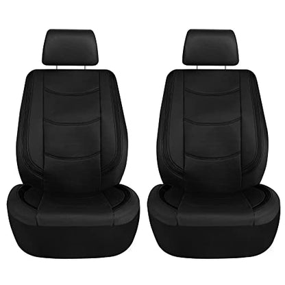 FH Group Full Set Faux Leather Car Seat Covers - Universal Fit, Low Back Front Seat Covers, Airbag Compatible, Split Bench Rear Seat Cover for SUV, Sedan Black - color: Black, style: Seat Covers
