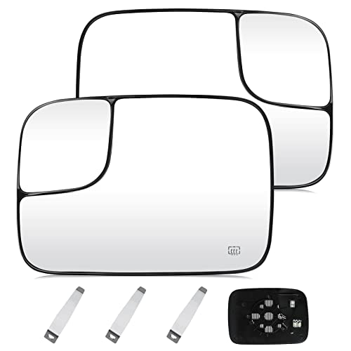 Driver Left and Passenger Right Side Mirror Blind Spot Convex Heated Mirror Glass with Rear Holder Fit for 2005-2009 Dodge Ram 1500 2500 3500, Replacement for 5161011AA 5191036AA - size: Left and Right