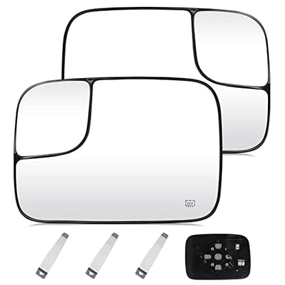 Driver Left and Passenger Right Side Mirror Blind Spot Convex Heated Mirror Glass with Rear Holder Fit for 2005-2009 Dodge Ram 1500 2500 3500, Replacement for 5161011AA 5191036AA - size: Left and Right