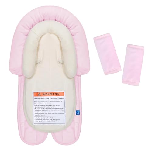 COOLBEBE New Babybody Support & Strap Covers Set for Newborn Infant Toddler- Extra Soft Stroller Cushion Pads Car Seat Insert, Perfect for Carseats, Strollers, Swings, Pink - color: Pink Set-1
