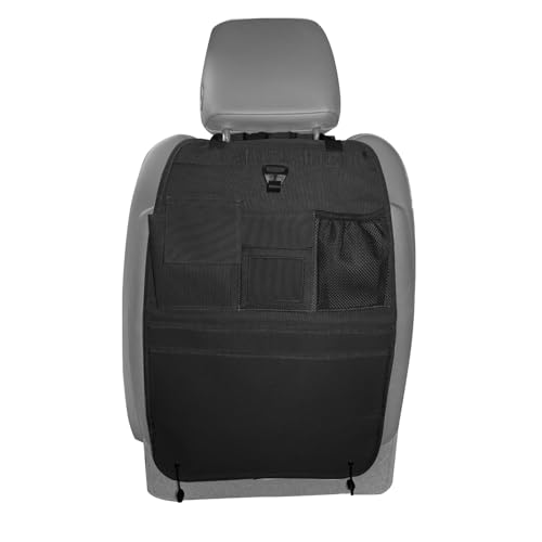 Car Seat Back Organizer with Multiple Pockets and Hook - color: black