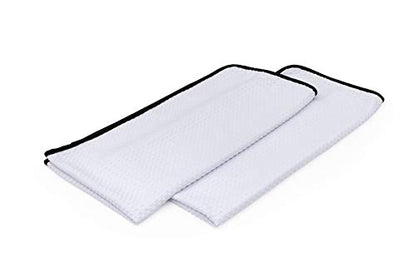 The Rag Company Dry Me A River, Professional Korean 70/30 Blend Microfiber Waffle-Weave Drying & Detailing Towels, Soft Suede Edges, 390 GSM, 20x40 Inches, White, 2-Pack - color: White, size: 20in x 40in
