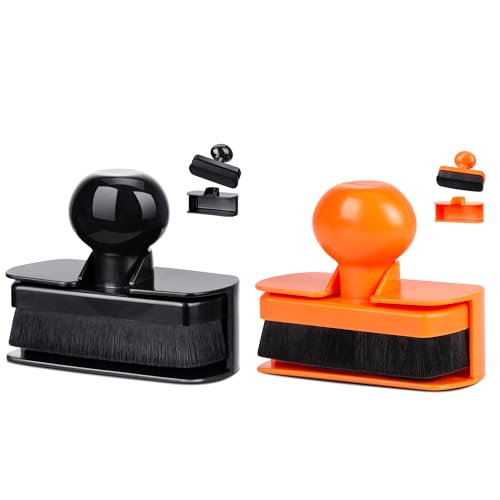 2pcs Large Car Tire Shine Applicator,Vegan Tire Shine Brush - Automotive Tire Dressing Applicator Brush with Storage Stand for Tire Detailing & Car Wash Kit, 3.6 Inch Length (Black & Orange) - color: Black & Orange