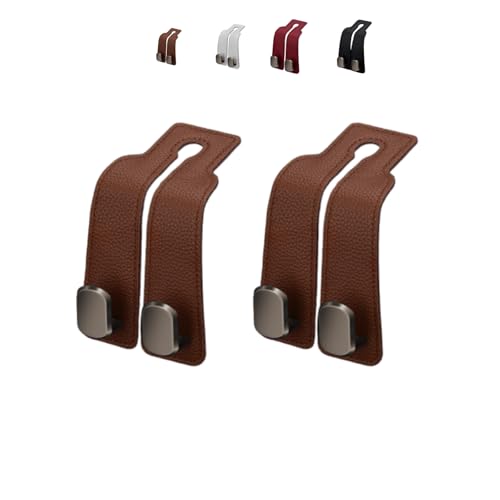Coozyland Car Hooks, Coozy Land Metal Multi-Function Leather Car Headrest Hooks, Universal Double Hook Car Seat Back Storage Hooks for Wallets, Handbags, Bottles, Trash Bags, etc (Brown 2-Pack) - color: Brown 2-pack