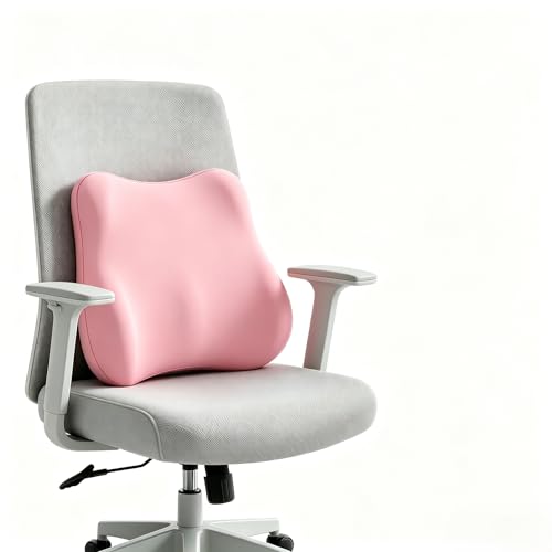 Lumbar Support Pillow, Ergonomic Memory Foam Back Cushion for Car Office Chair Gaming Chair, Washable Cool-Touch Cover for Lower Back Support (Pink) - color: Pink