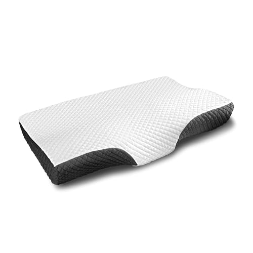 EPABO Contour Memory Foam Pillow Orthopedic Sleeping Pillows, Ergonomic Cervical Pillow for Neck Pain - for Side Sleepers, Back and Stomach Sleepers, Free Pillowcase Included (Firm & Queen) - color: Dark Grey, size: Queen(24*15*4.8 inches)