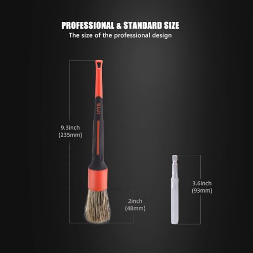 SPTA Car Detailing Brush Set, 5 Pack V2.0 Soft Boar Hair Auto Detail Brush Kit with Drill Adapter, for Automotive Interior Exterior Dashboard Engine Bay Seat Leather, Can be Used in Electric Drills - color: 5pcs Car Detailing Brush Set With Adapter