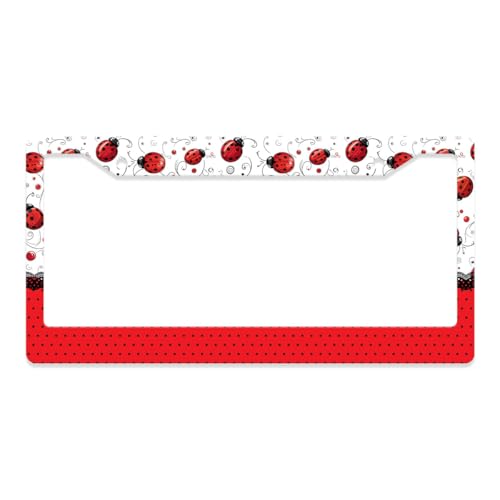 GENANY Ladybug License Plate Frame License Plate Frames, Cute Car License Plate Cover Fits Standard US Vehicles, Ladybug Car Accessories, Personalised Car Decorations for Women Men - color: Ladybug