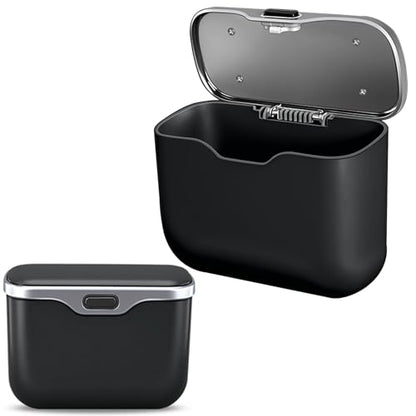 Car Trash Can with Lid, Leakproof Auto Garbage Bin, Waterproof Car Trash Bag Holder with PU Leather Top for Back of Seat/Door, Fit for SUVs, Sedans, Trucks Black - color: Black