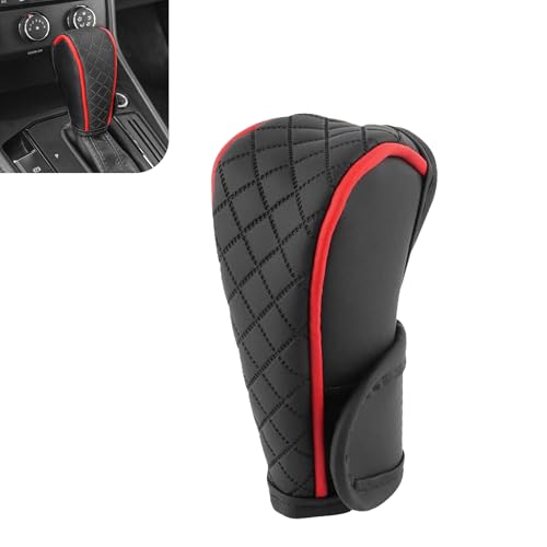 1 PC Gear Shift Knob Cover, Anti-Slip Leather Shifting Knob Cover, Soft Gear Handle Stick Protector, Universal Interior Decoration Accessories for Cars, Trucks, SUVs (Red) - color: Red