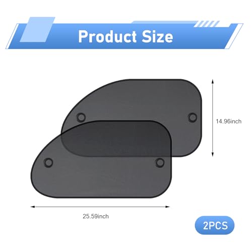 2PCS Car Side Window Sun Shade, Mesh Breathable Vehicle Front Passenger Sunscreen, Suction Cup Anti-glare Sun Protection Accessory, Universal for Most Vehicles (Black)