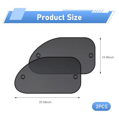 2PCS Car Side Window Sun Shade, Mesh Breathable Vehicle Front Passenger Sunscreen, Suction Cup Anti-glare Sun Protection Accessory, Universal for Most Vehicles (Black)