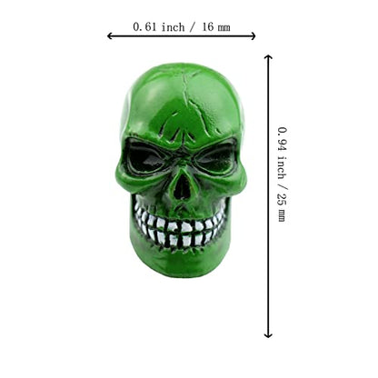 Cars Tires Valve Stem Caps Cover Dustproof Cool Skull Head Fit Most Vehicle SUV Bike Trucks Motorcycles 4 Pcs/Set（Green） - color: green