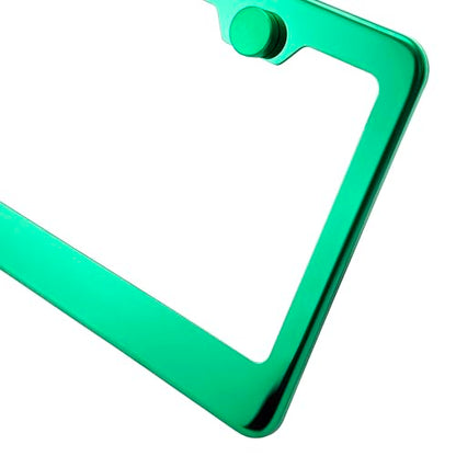 T304 Stainless Steel License Plate Frame – 8K Mirror Polish Finish, Rust-Resistant, Slim Design, Universal Fit, Includes Screw Caps, Washers & Stainless Steel Screws (Green Chrome) - color: Green Chrome