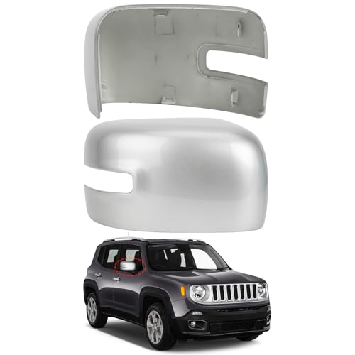 Passenger Side Mirror Cover Replacement for Jeep Renegade 2015 2016 2017 2018 2019 - Right Side Mirror Covers, Rear View Mirrors Cap Accessories With Lamp, Silver - color: Silver-With Lamp, size: Passenger Side (Right)