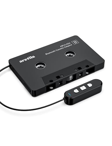 arsvita 5.1 Bluetooth Cassette Adapter, Car Audio Bluetooth Cassette Receiver, Cassette Bluetooth Adapter for Car Support Micro SD Card, Hands-Free Call, Black, Type BCA02