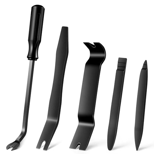 LivTee 5 pcs Auto Trim Removal Tool Kit, No Scratch Plastic Pry Tool Kit - Interior Door Panel Clip Fastener Removal Set for Vehicle Dash Radio Audio Installer (Black) - color: Black