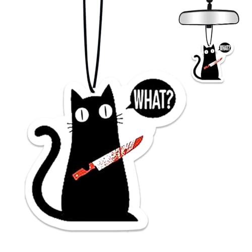 Threatening Cat Air Freshener Hanging for Car Scented Ornaments Mirror Cute Car Fresheners Cats Car Accessories Auto Interior Decor Scent Home Bathroom Closet Cat Gifts for Women Men - color: Threatening Cats