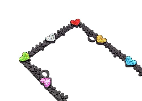 Creathome 3D Shining Daisy Heart License Plate Frame from Pure Zinc Alloy Metal Perfect Plate Holder, Matt Black with Colorful Glitter, Luminously Heart - color: Matt Black with Colorful Glitter, Luminously Heart
