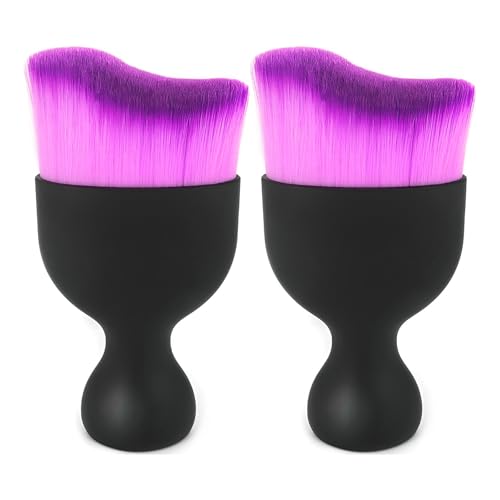 Car Interior Cleaning Brush Car Duster Interior with Ultra Soft Bristles Auto Detailing Brushes Dusting Car Accessories for Dashboard, AC Vents, Leather, Scratch-Free (2P_DoublePurple) - size: 2P_DoublePurple