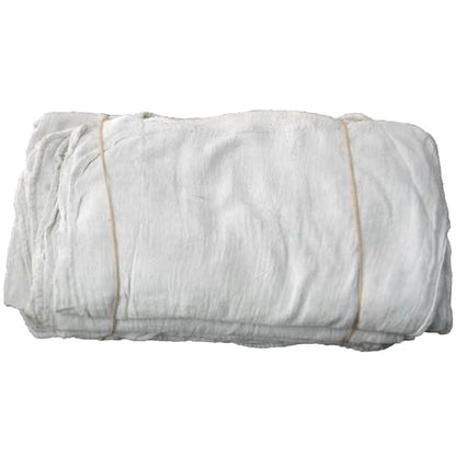 White & Red Shop Towels – Reusable Cotton Rags, Lint-Free & Heavy – Duty Cleaning Towels for Garage, Auto & Industrial Use (100, White) - color: White