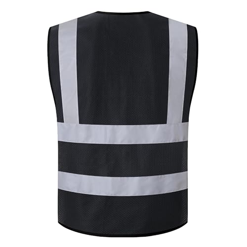 Reflective Safety Vest for Men Women Construction Vest Meet ANSI/ISEA Standard - color: Ap1-black, size: X-Large