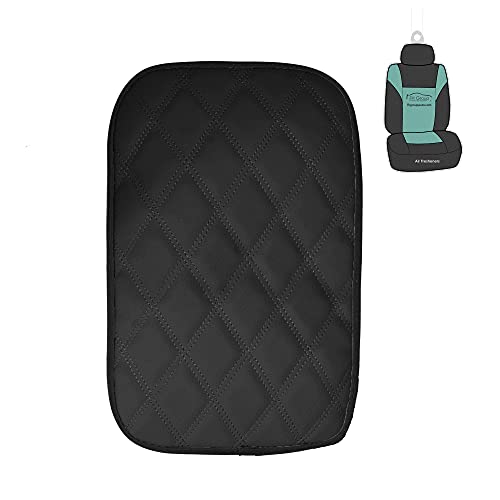 FH Group Ultra Luxe Faux Leather Diamond Pattern Center Console Armrest Cushion, Luxury Seat Box Cover Protector for Most Cars, Trucks, and SUVs (Black) w. Gift - color: Black, size: Faux Leather
