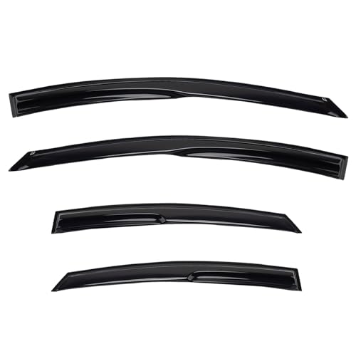 4pcs JDM 3D Wavy MU Style Window Visors Compatible with 2011-2016 Hyundai Elantra 4-Door Sedan, Front+Rear Left+Right Outside Mount Type Dark Smoke Tint Tape-On Side Sun Rain Guards Set of 4 - size: 2011-2016 Hyundai Elantra