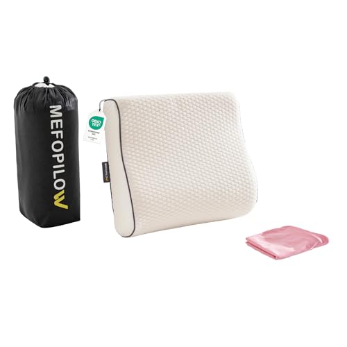 Memory Foam Travel Pillow with Washable Cover & Carry Bag – Compact, Soft & Breathable Neck Pillow for Airplane, Camping & Car (White- with Extra Pink Cotton Cover, 13.8x11.8x3.9/3.1 inches) - color: White- With Extra Pink Cotton Cover, size: 13.8x11.8x3.