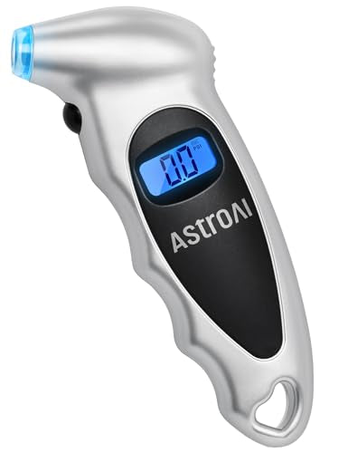 AstroAI Digital Tire Pressure Gauge 0-150PSI Calibrated to ANSI B40.7 +/-1PSI, Accurate in 0.1 Increments, Tire Repair Tools 4 Pressure Measurements for Car Truck with Backlight LCD, Silver - color: Silver