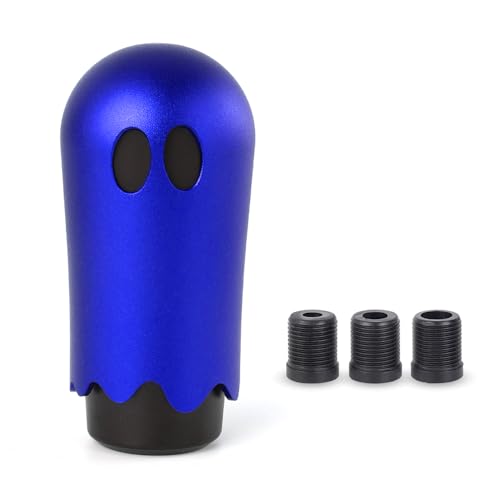 Ghost Shift Knob, Aluminum Weighted Automotive Gear Shift Manual knobs Lever with 3 Threaded Adapters M8 M10 M12 x 1.25, Universal for Vehicle Funny Cool Spooky Car Accessories (Blue) - color: Blue