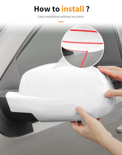 White Fully Mirror Caps Covers Compatible with 2007-2014 Chevy Silverado GMC Sierra Avalanche Tahoe Suburban Yukon Escalade ESV Side View Door Mirror Cover Caps (Left Right) - color: Fully Caps White